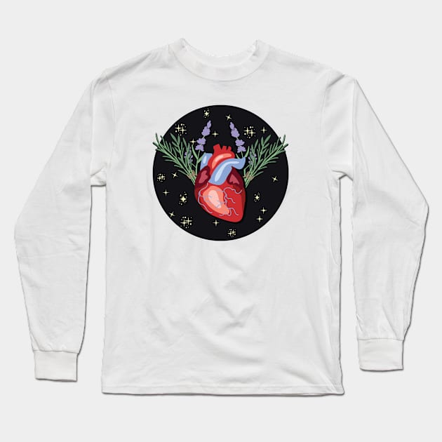 Heart with Herbal Wings Long Sleeve T-Shirt by KMogenArt